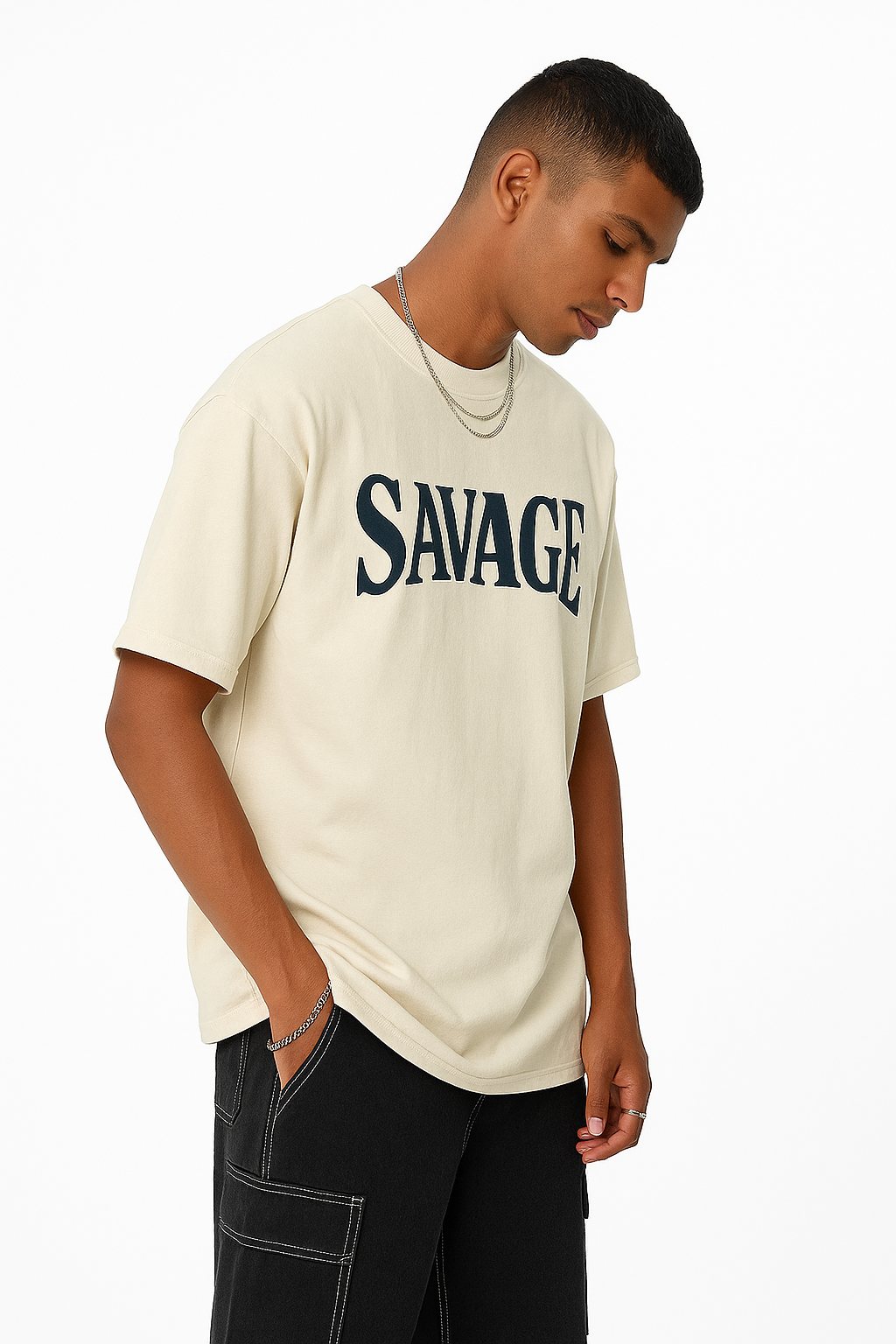 Savage Oversize T-Shirt in Beige