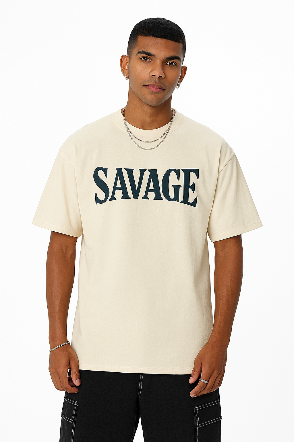 Savage Oversize T-Shirt in Beige
