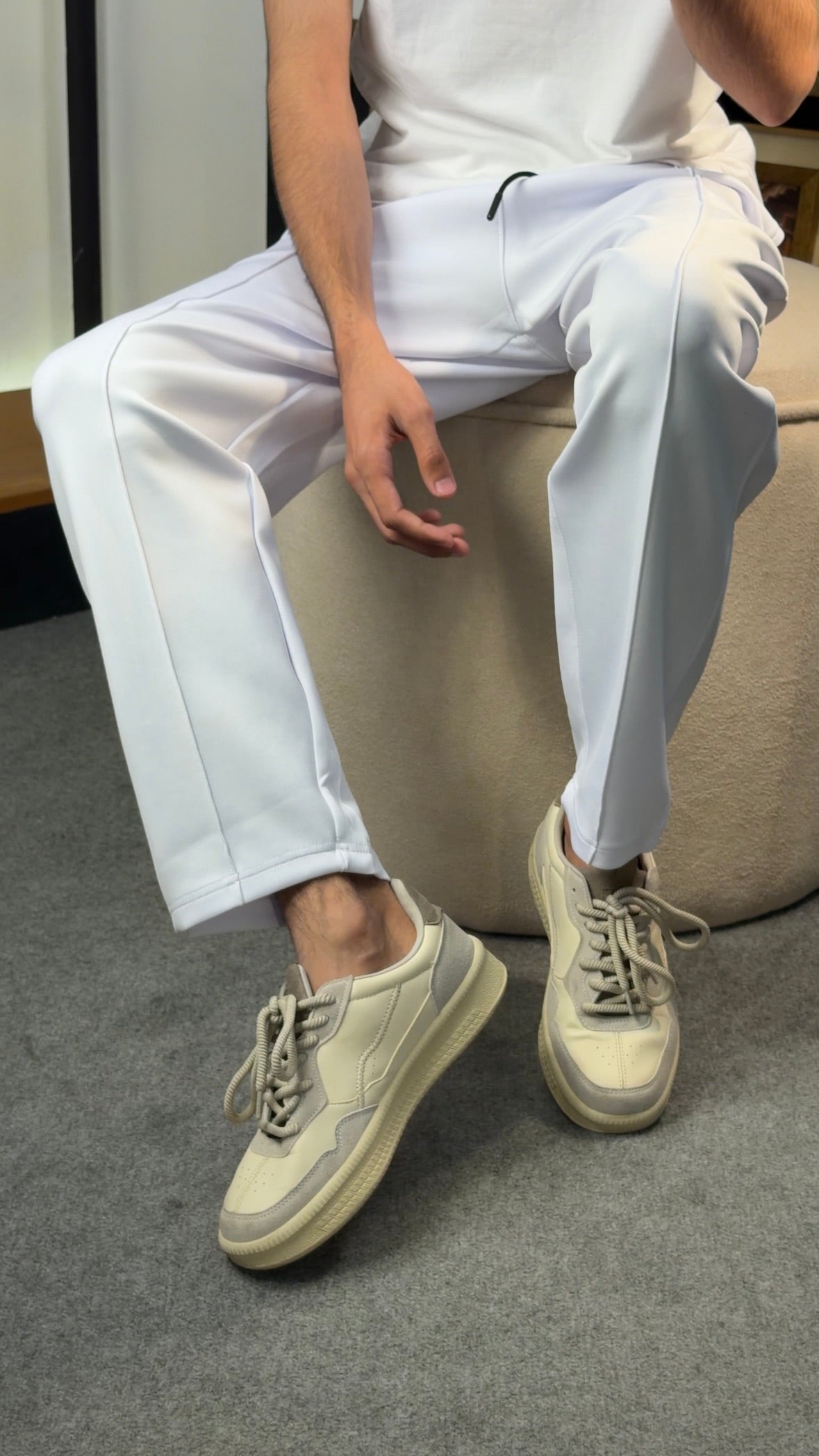 Drawstring Scuba Pant in Awesome White