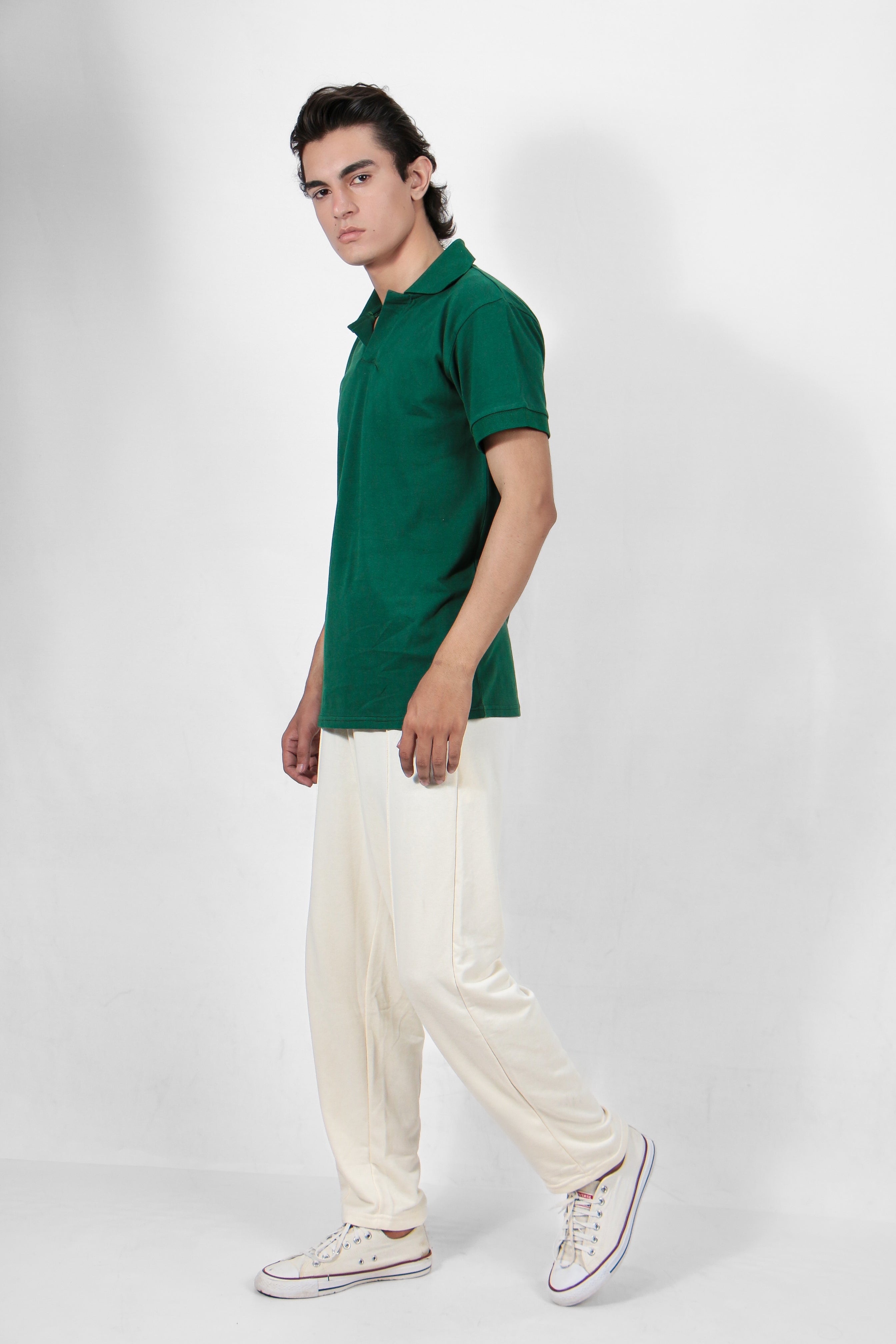 Bottle Green Johnny Collar Polo