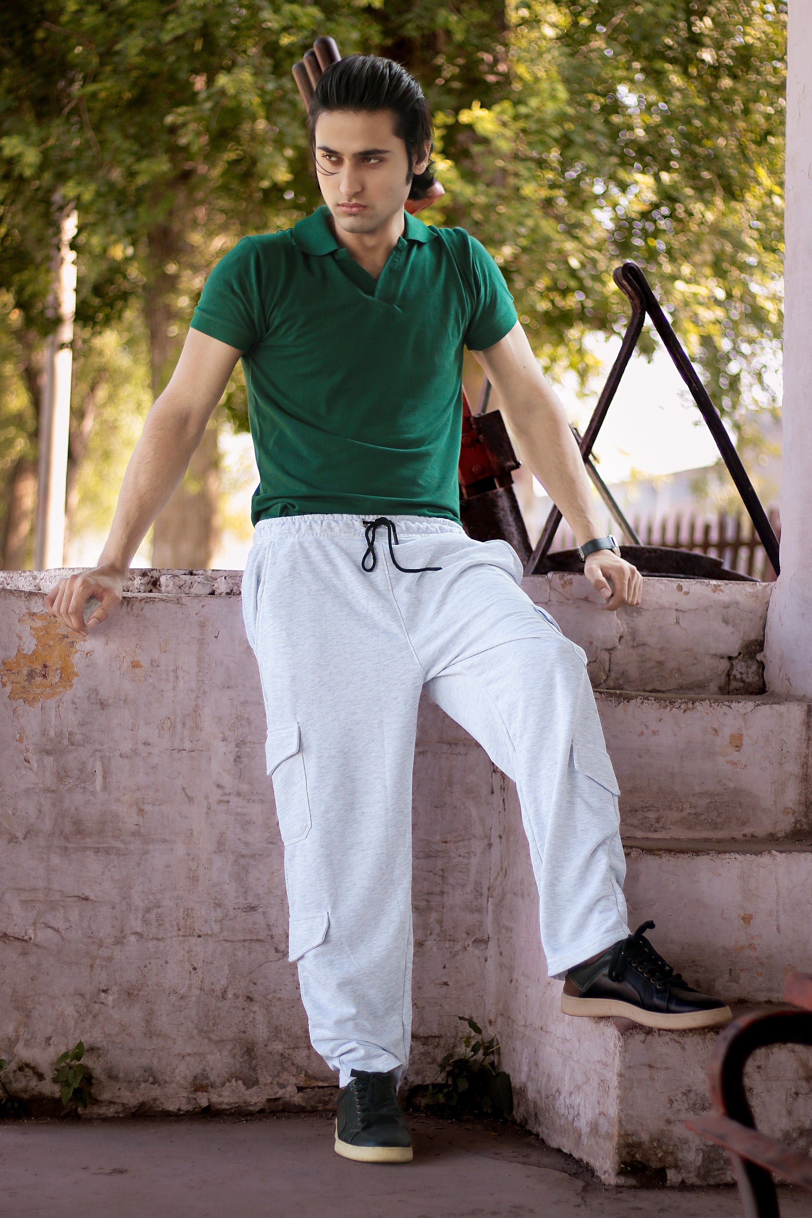 Wide Leg Cargo Trouser in Ice Grey