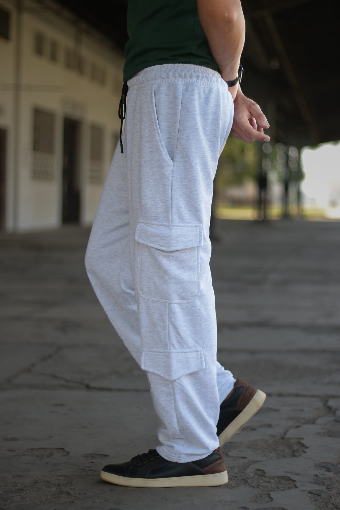 Wide Leg Cargo Trouser in Ice Grey