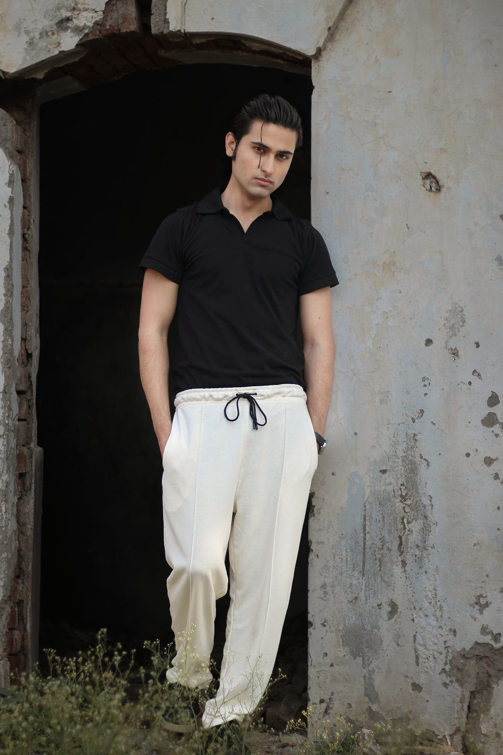 Black Johnny Collar Polo