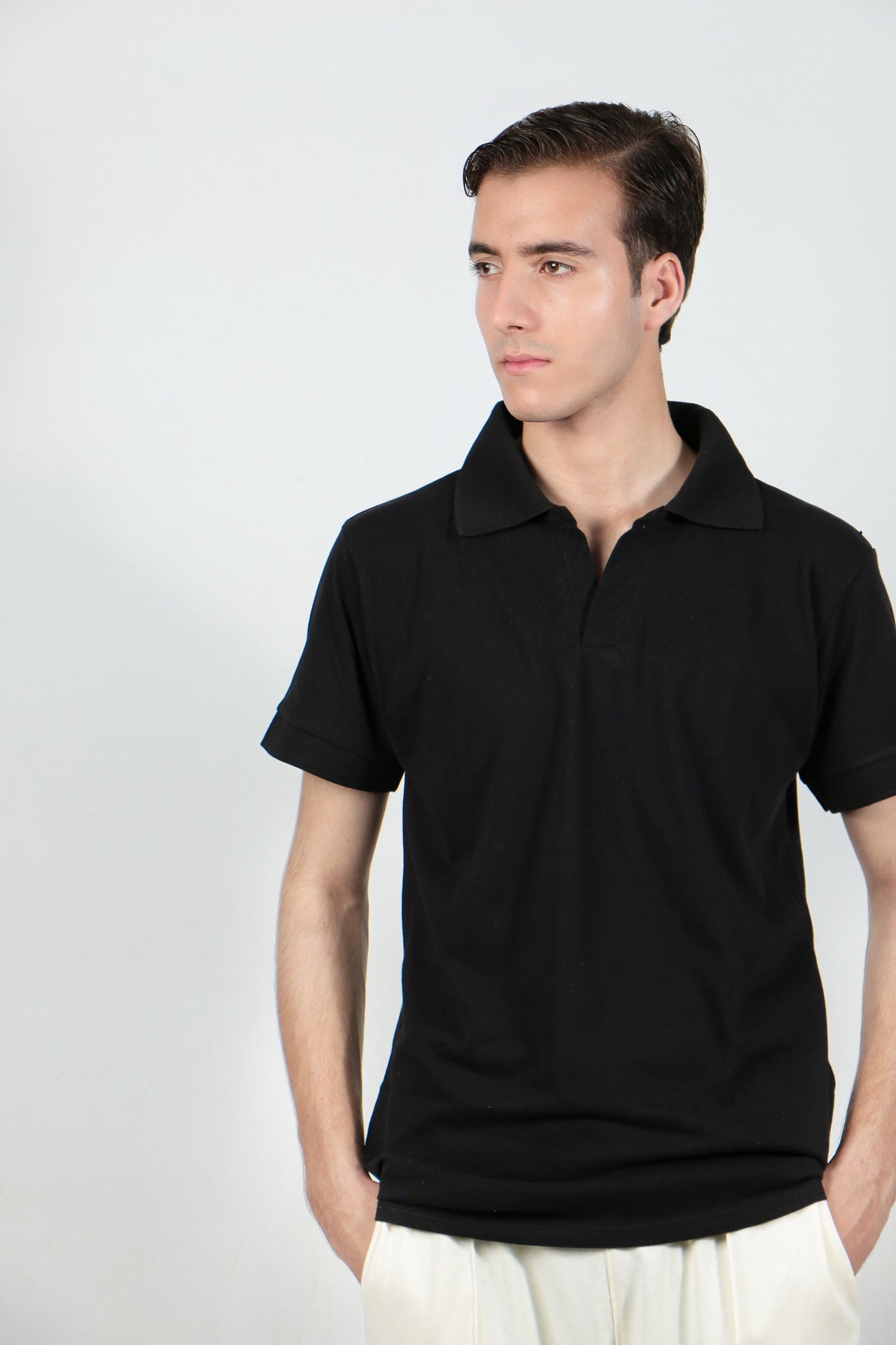 Black Johnny Collar Polo