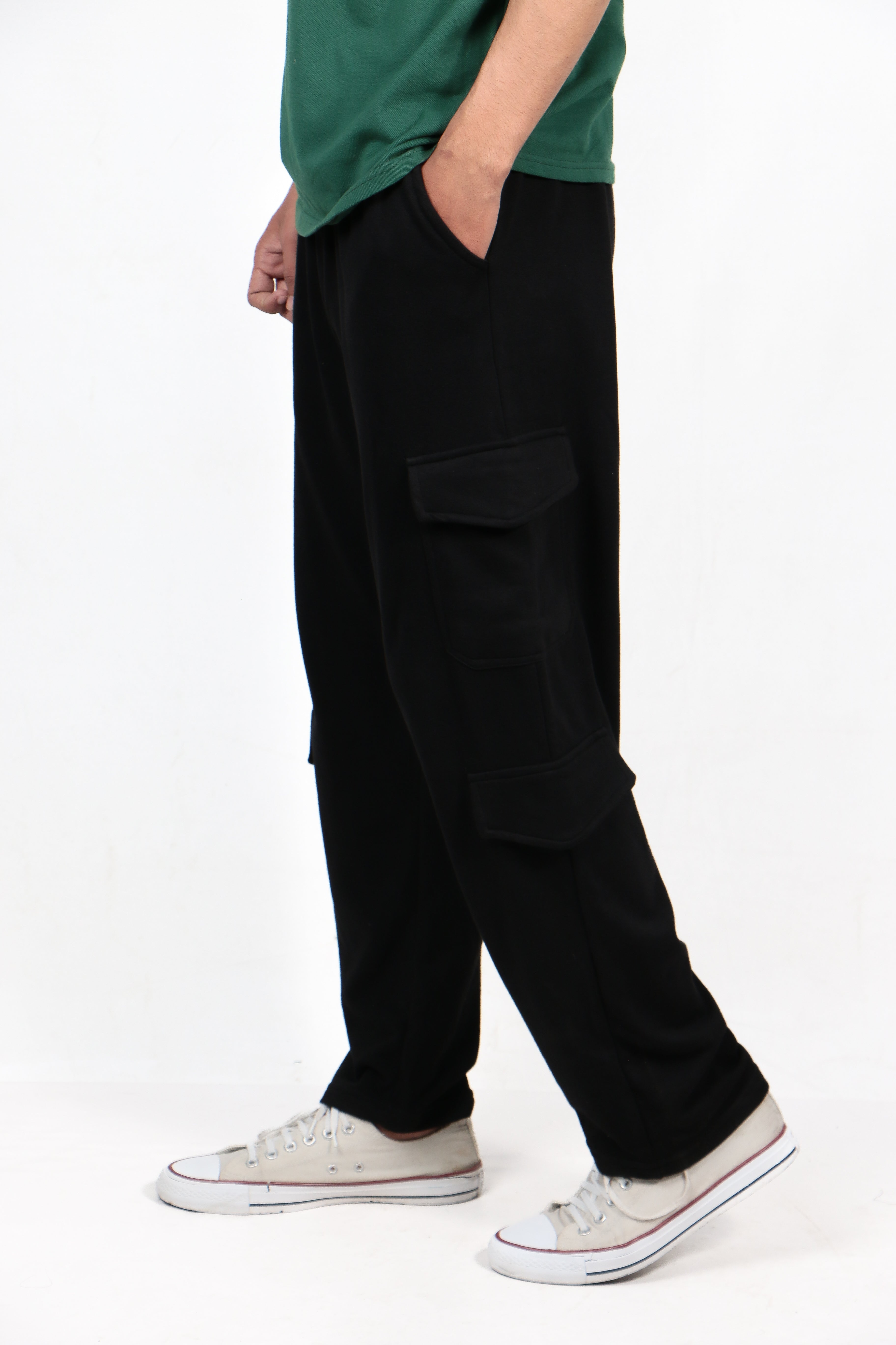 Wide Leg Cargo Trouser Black