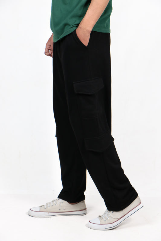 Wide Leg Cargo Trouser Black
