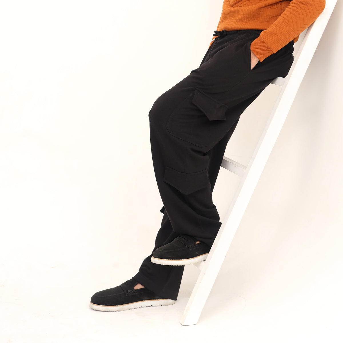 Wide Leg Cargo Trouser Black