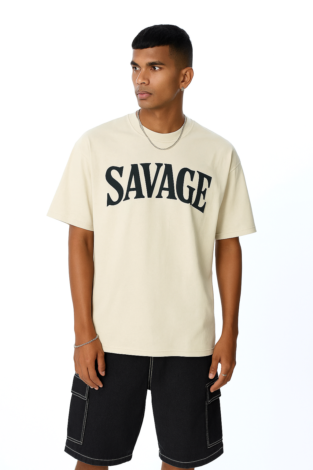 Savage Oversize T-Shirt in Beige