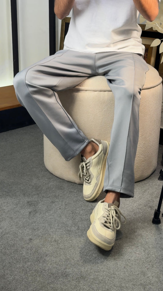 Drawstring Scuba Pant in Stone Grey