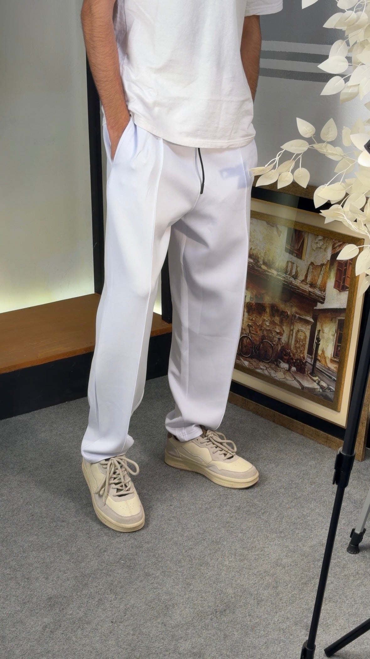 Drawstring Scuba Pant in Awesome White