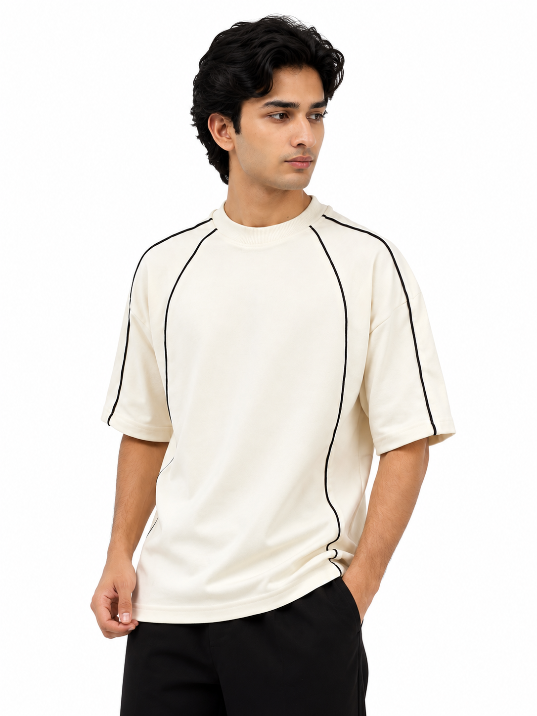 Oversize T-Shirt With Piping Details