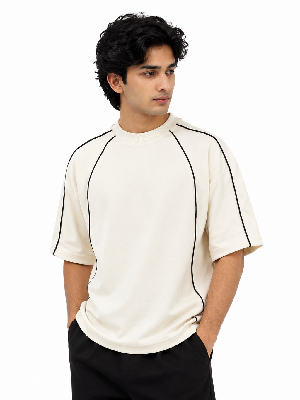 Oversize T-Shirt With Piping Details