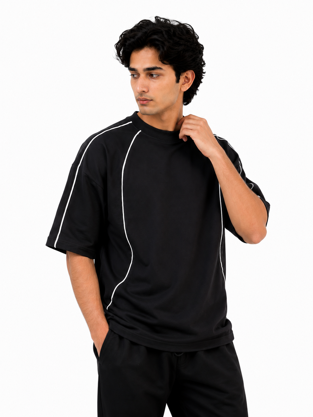 Oversize T-Shirt With Piping Details