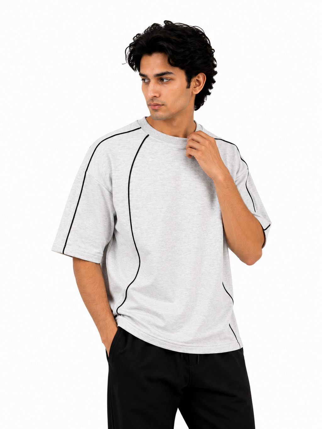 Oversize T-Shirt With Piping Details