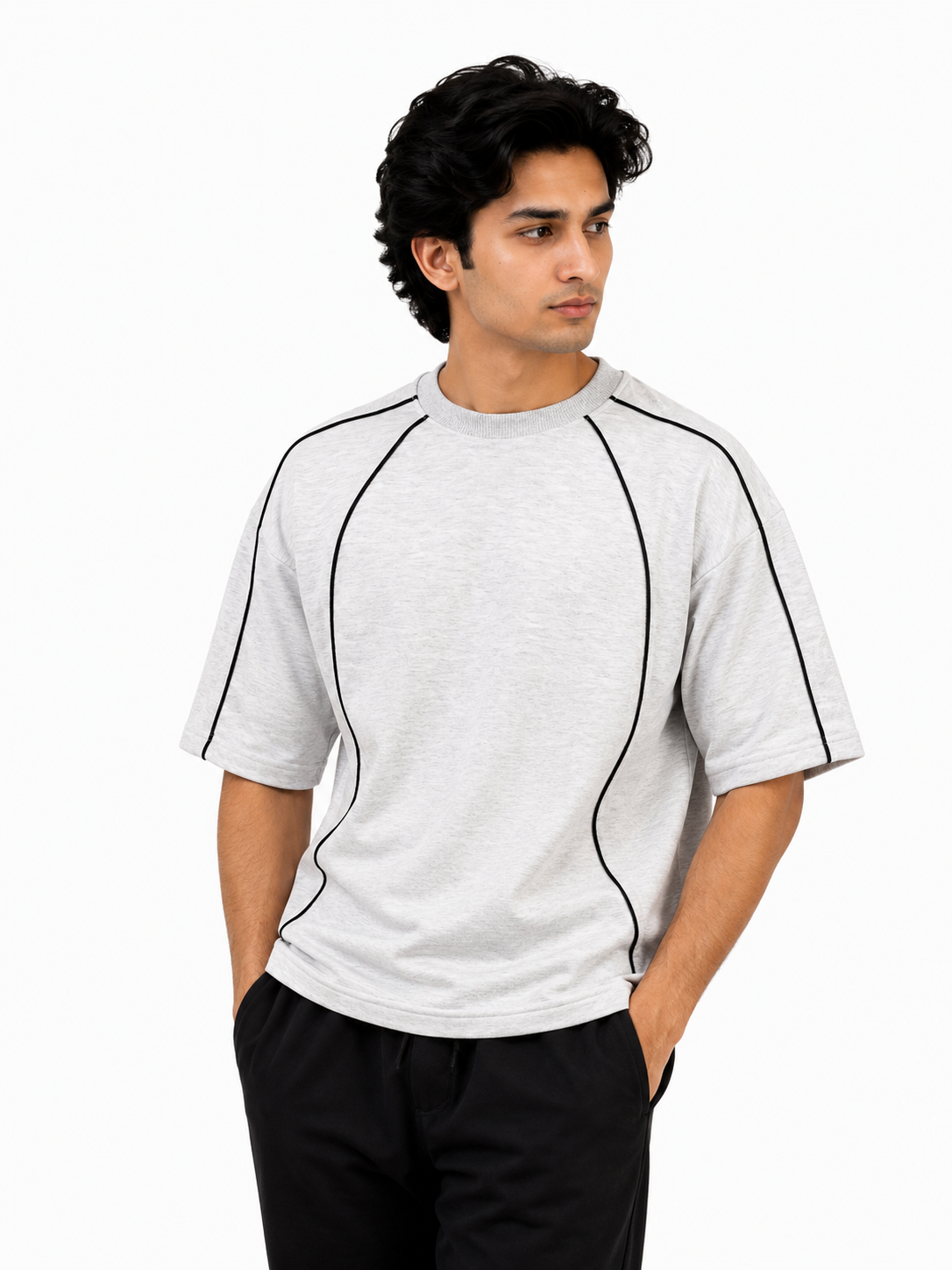 Oversize T-Shirt With Piping Details