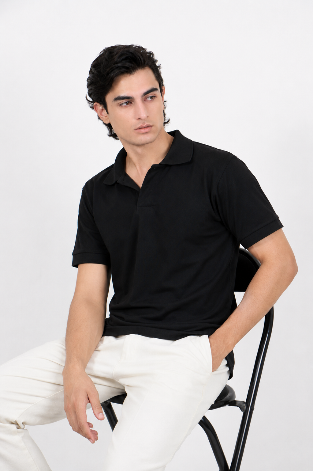 Black Johnny Collar Polo