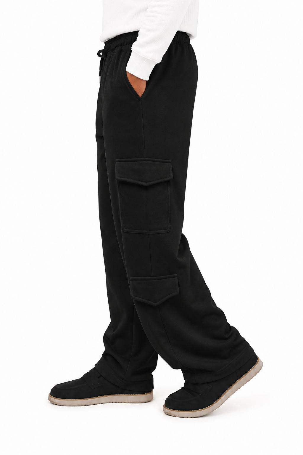Wide Leg Cargo Trouser Black