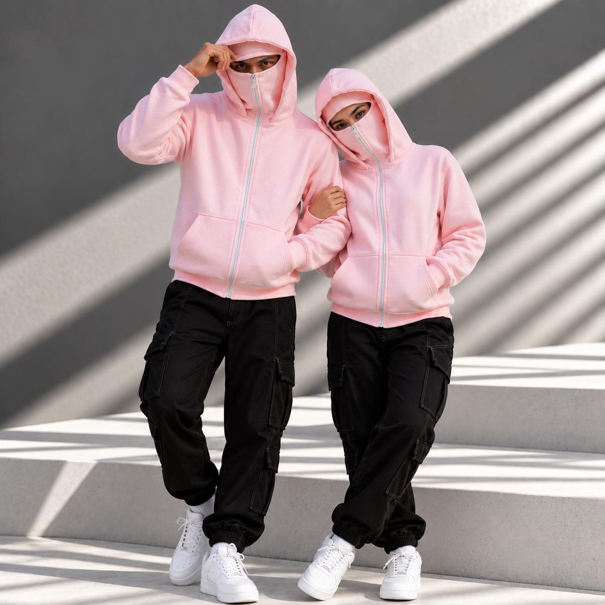 Balaclava Hoodie In Baby Pink