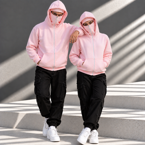 Balaclava Hoodie In Baby Pink