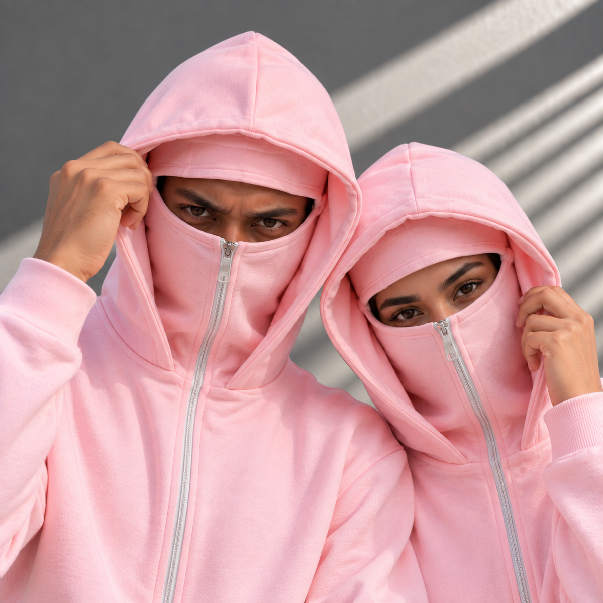 Balaclava Hoodie In Baby Pink
