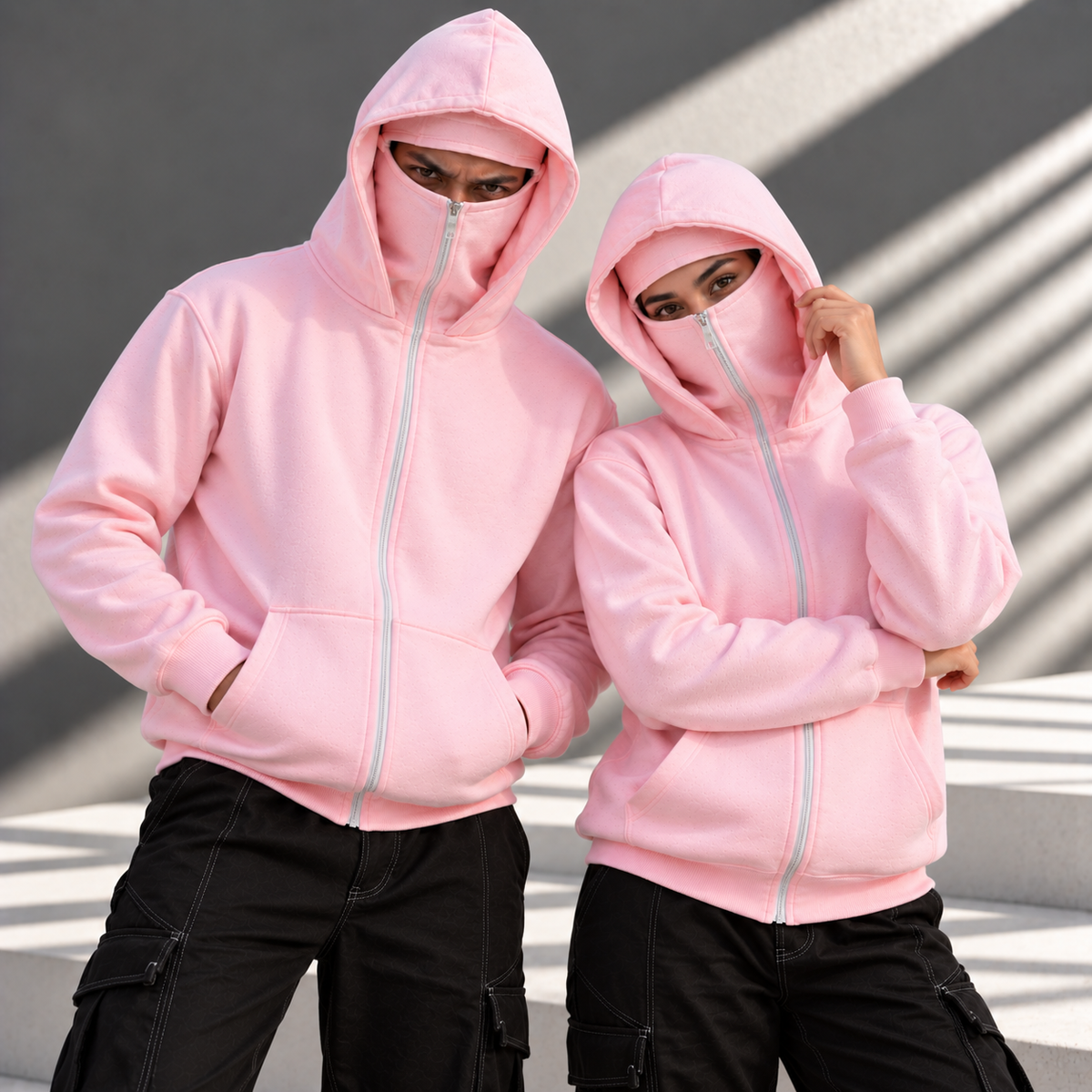 Balaclava Hoodie In Baby Pink