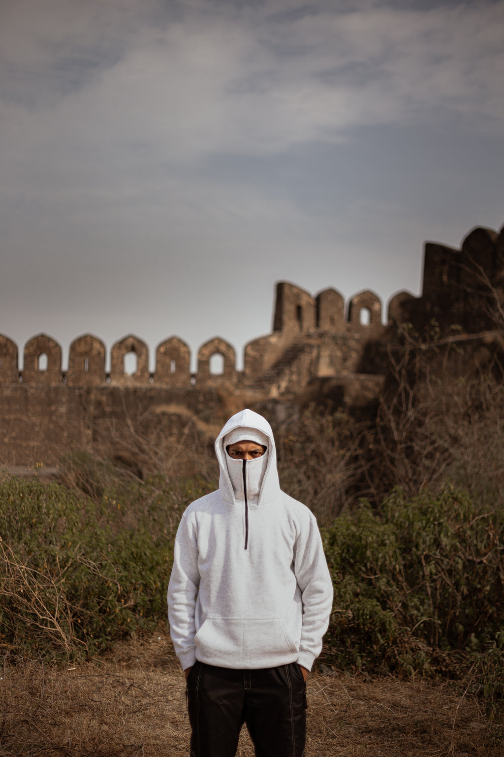 Balaclava Hoodie In Ice Grey