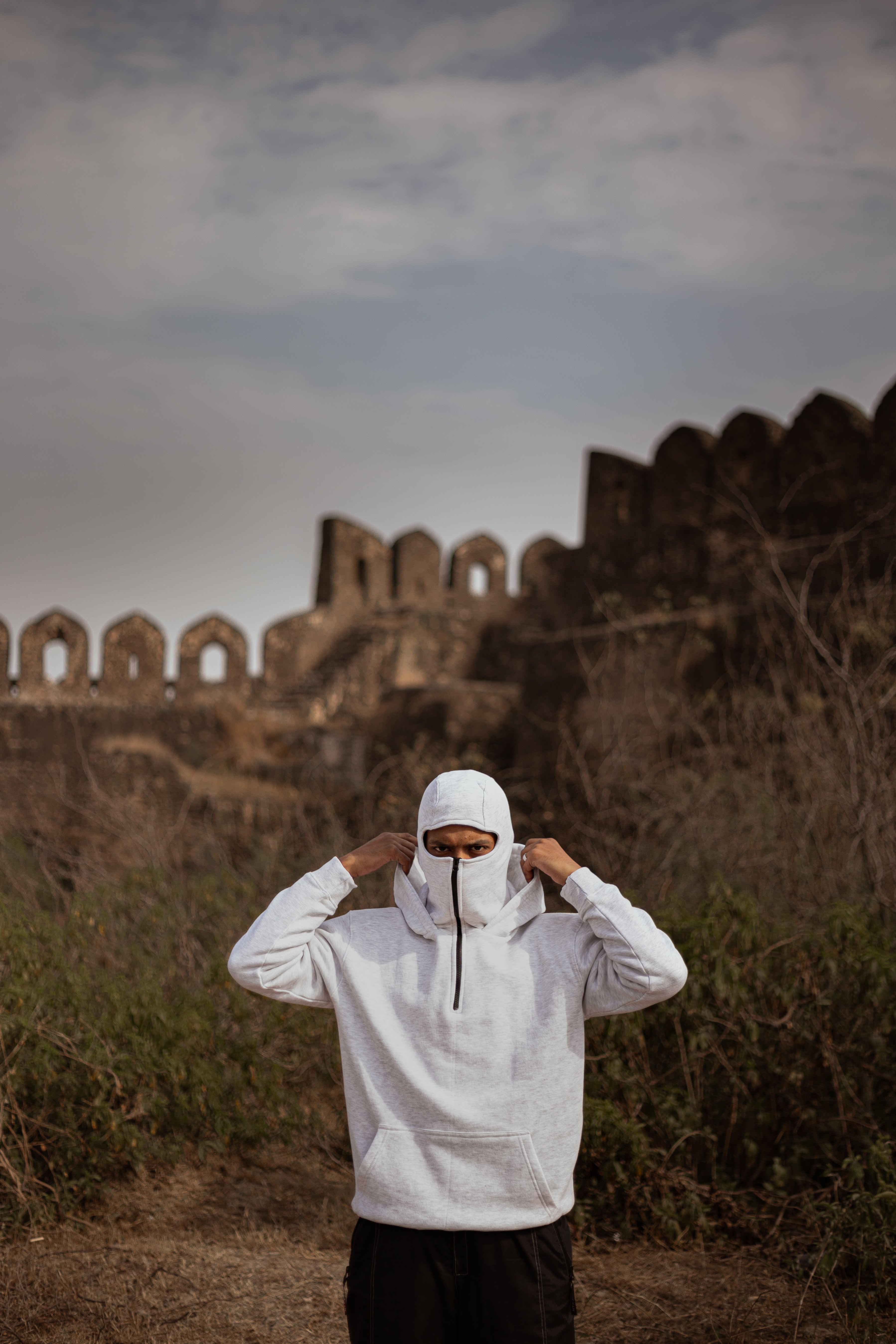 Balaclava Hoodie In Ice Grey