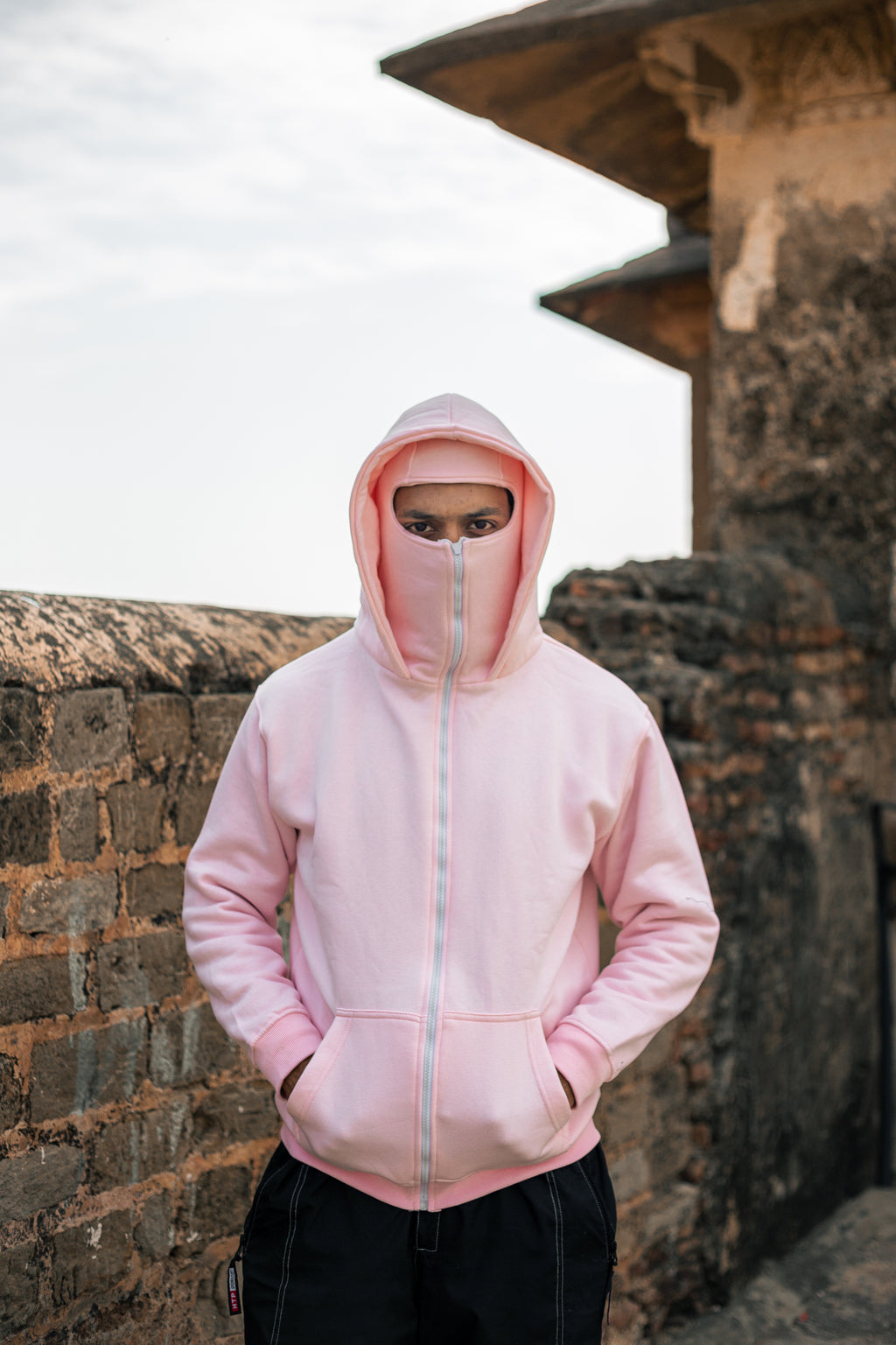 Balaclava Hoodie In Baby Pink