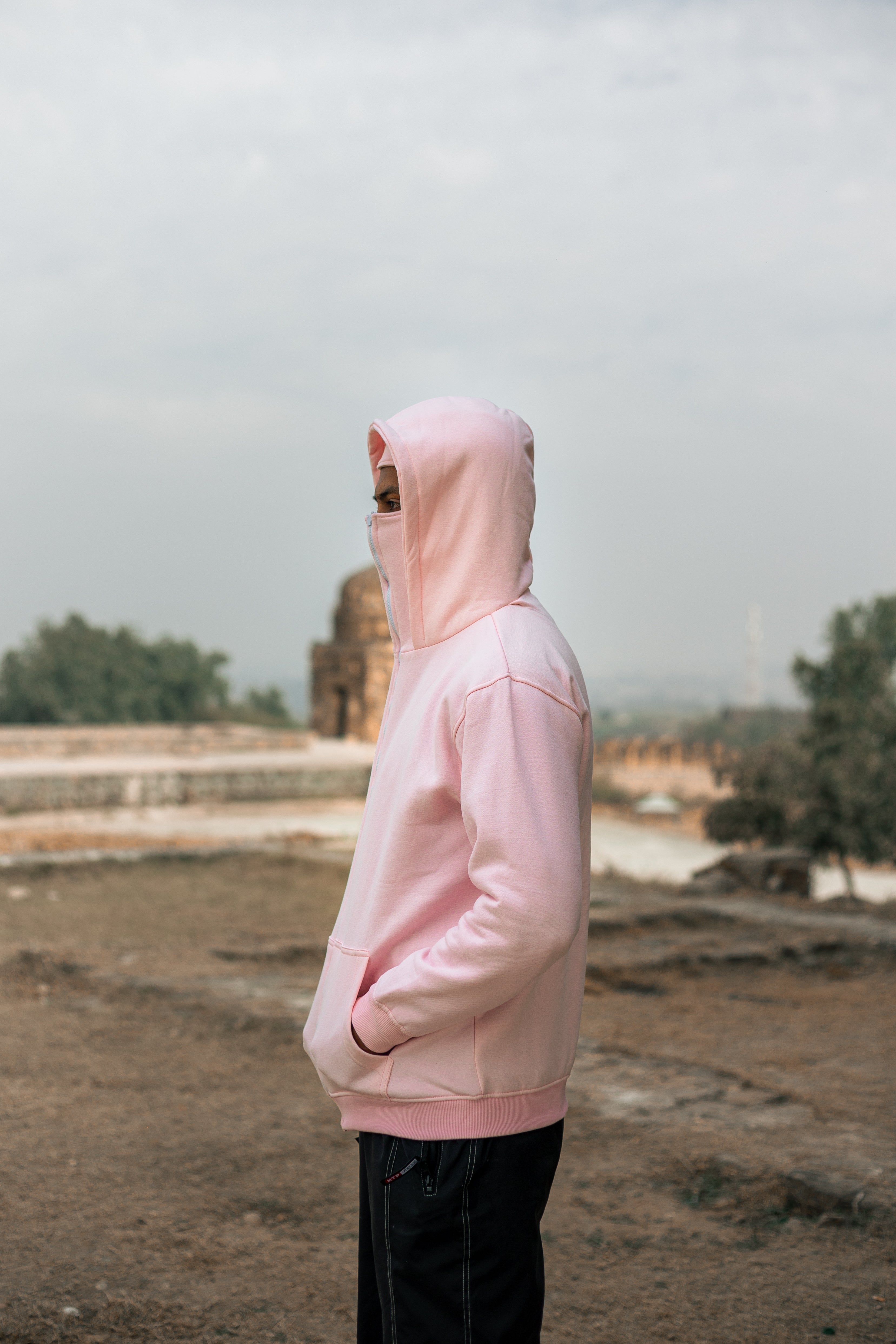 Balaclava Hoodie In Baby Pink