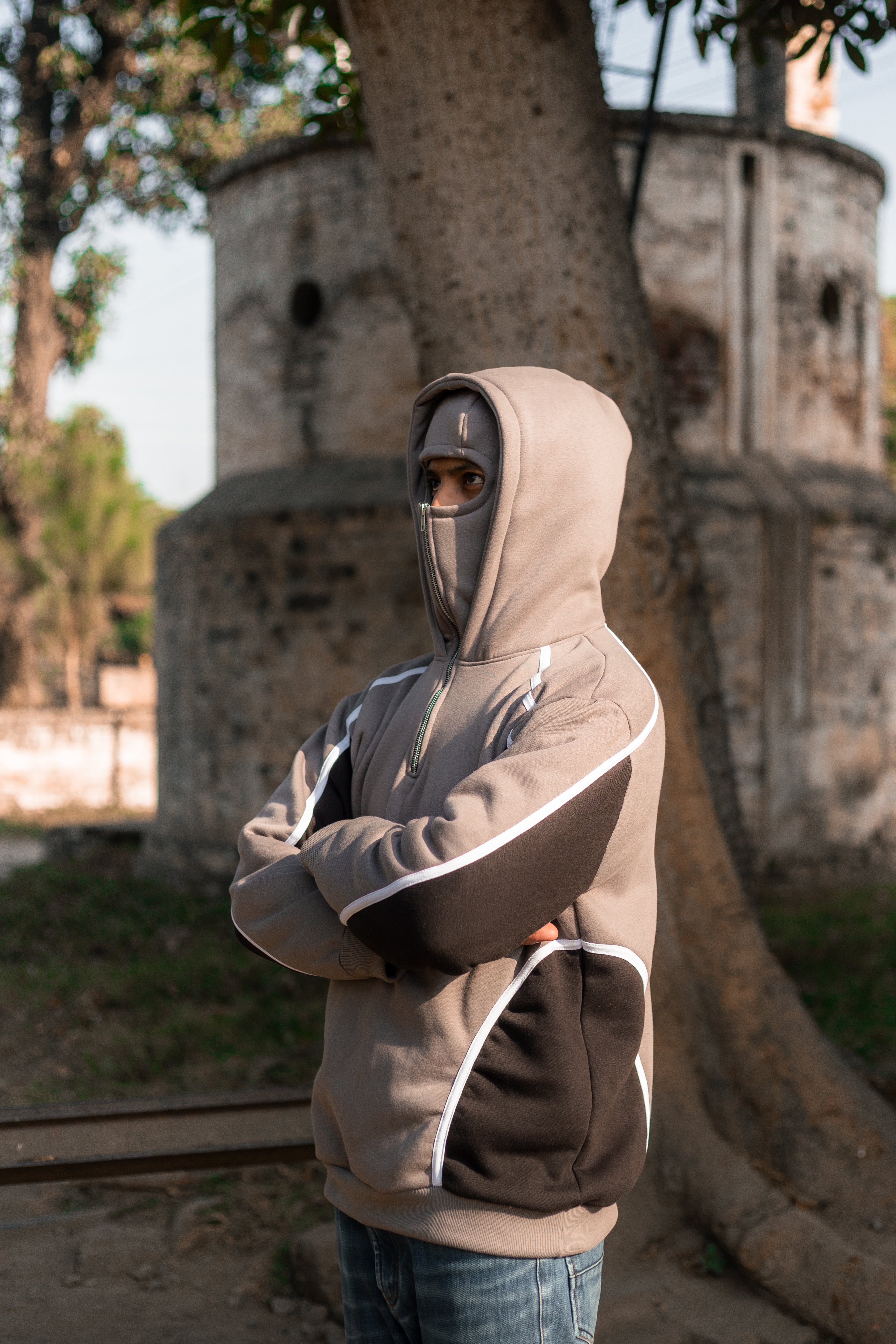 Balaclava Hoodie In Charcoal