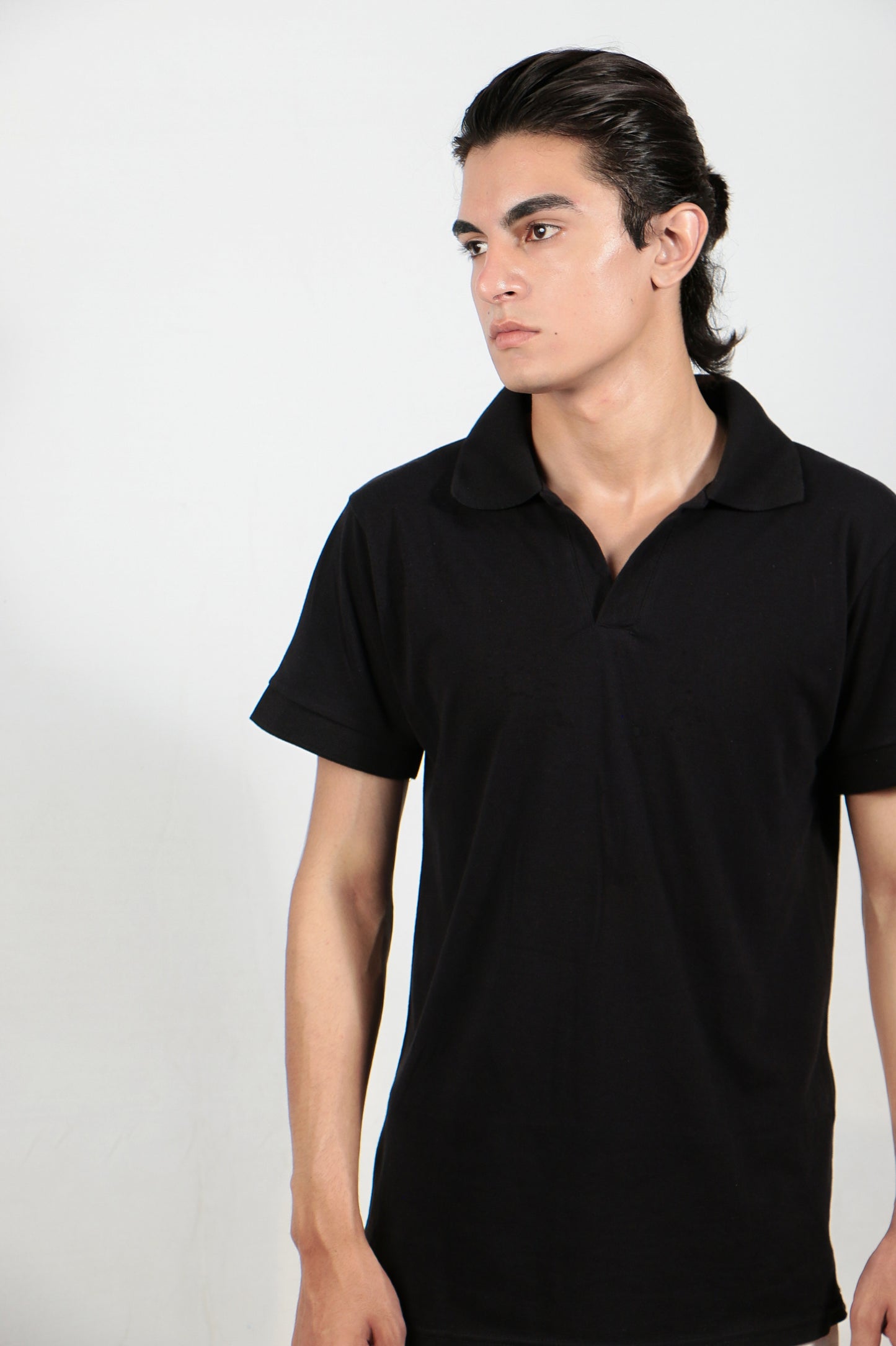 Black Johnny Collar Polo