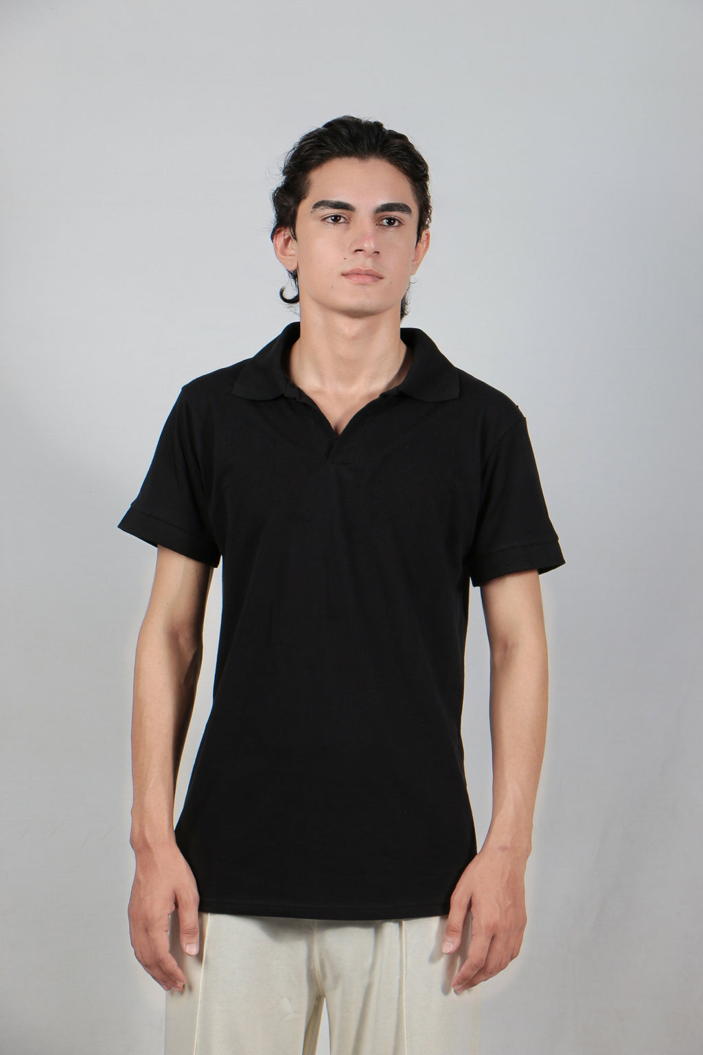 Black Johnny Collar Polo