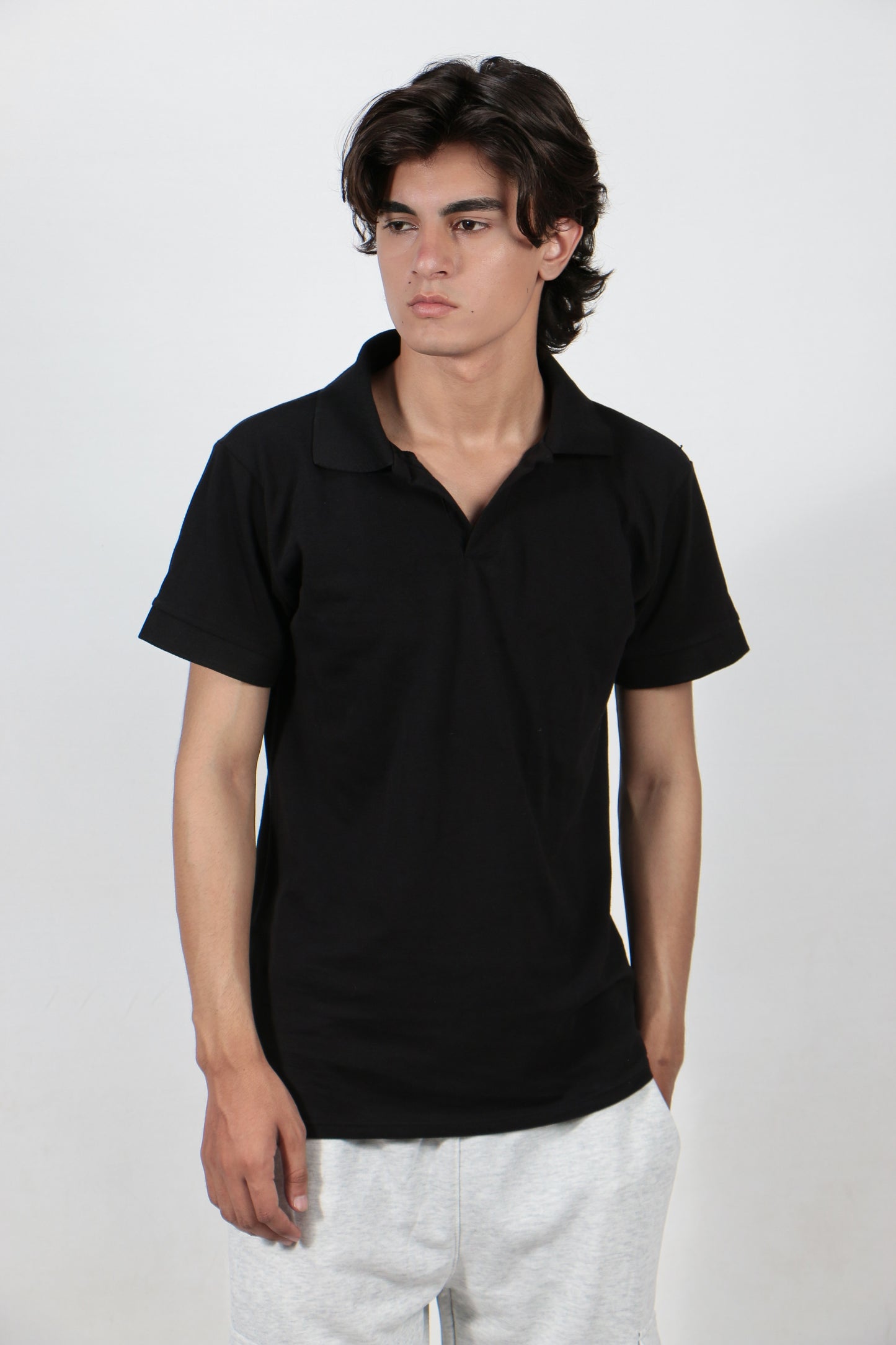 Black Johnny Collar Polo