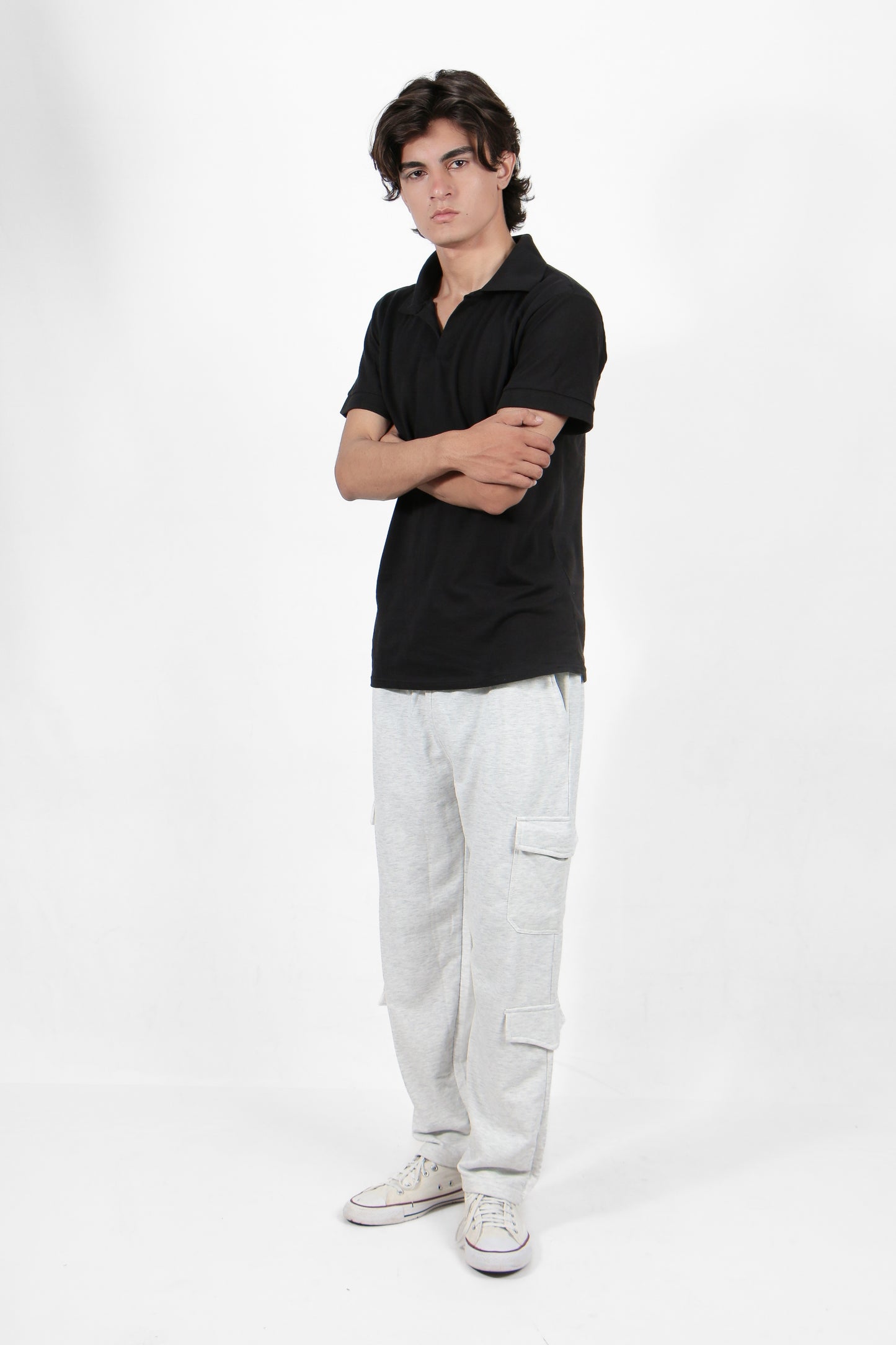 Black Johnny Collar Polo