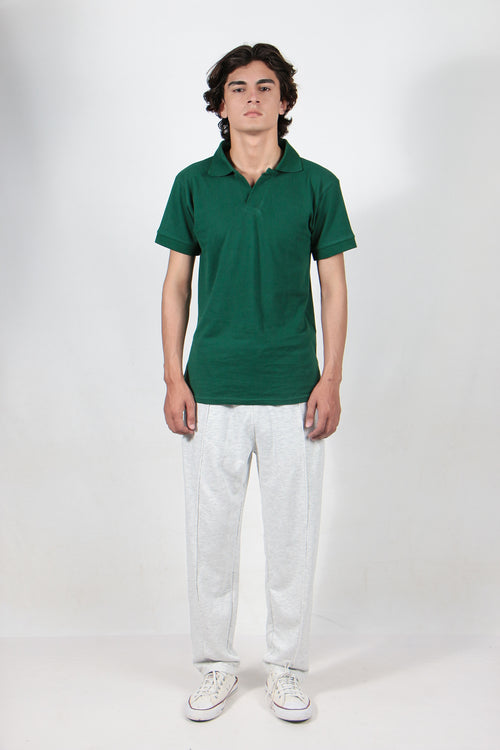 Bottle Green Johnny Collar Polo