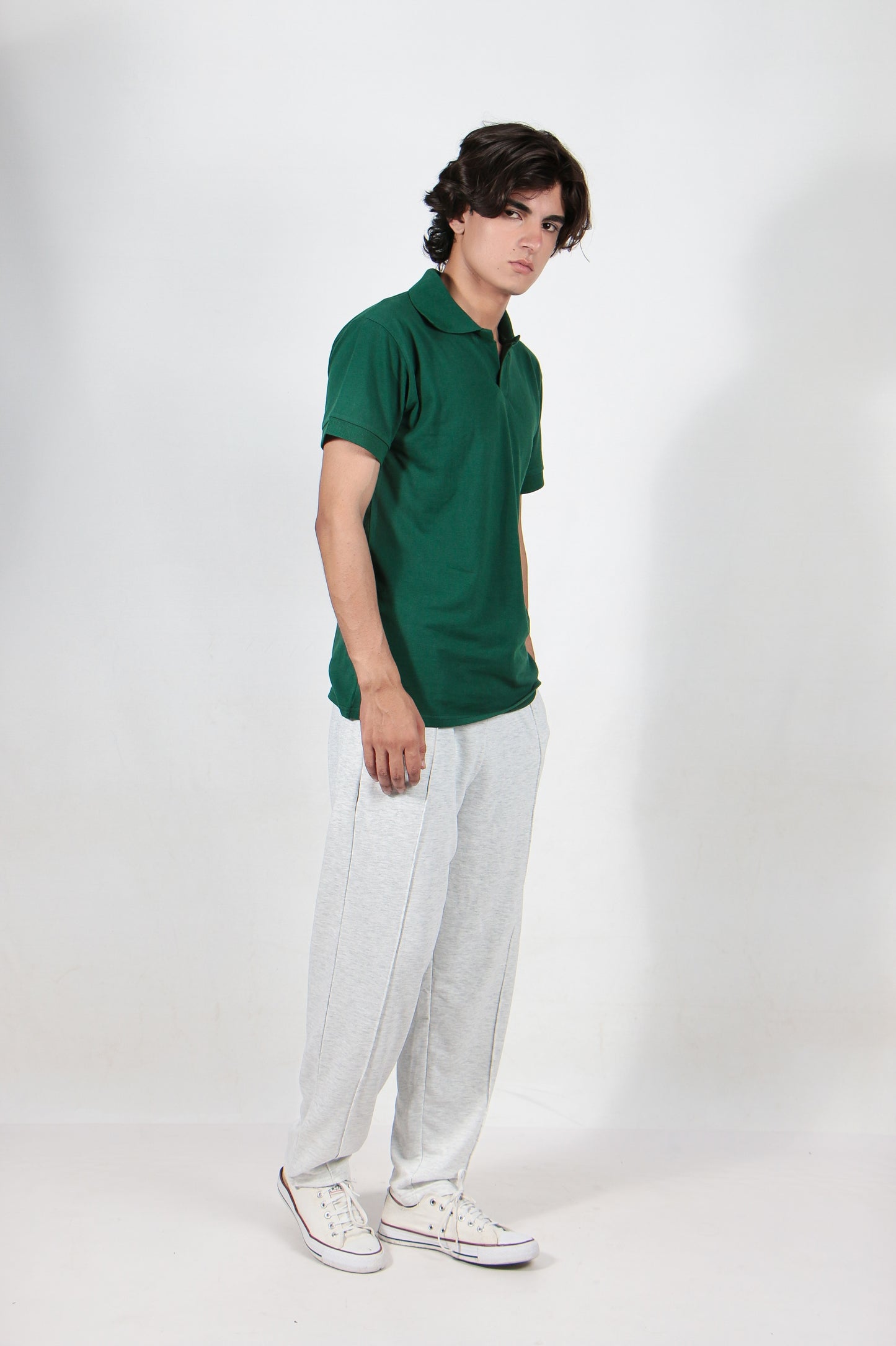 Bottle Green Johnny Collar Polo