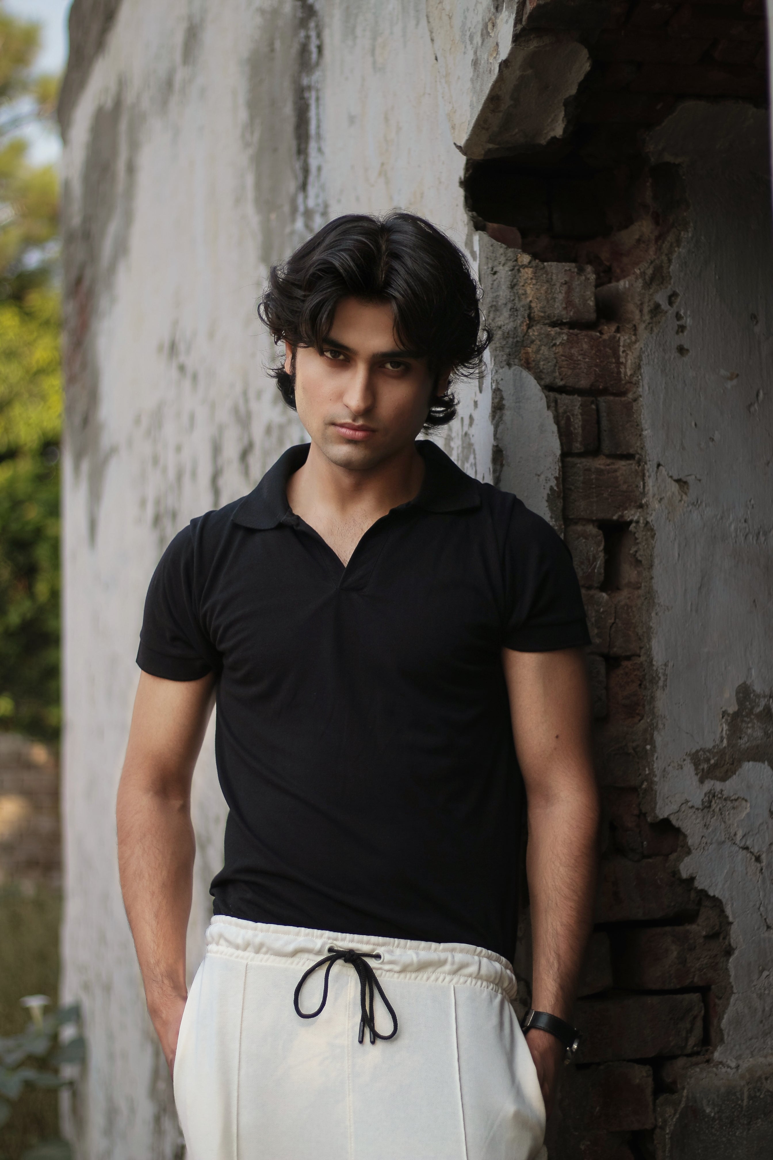 Black Johnny Collar Polo