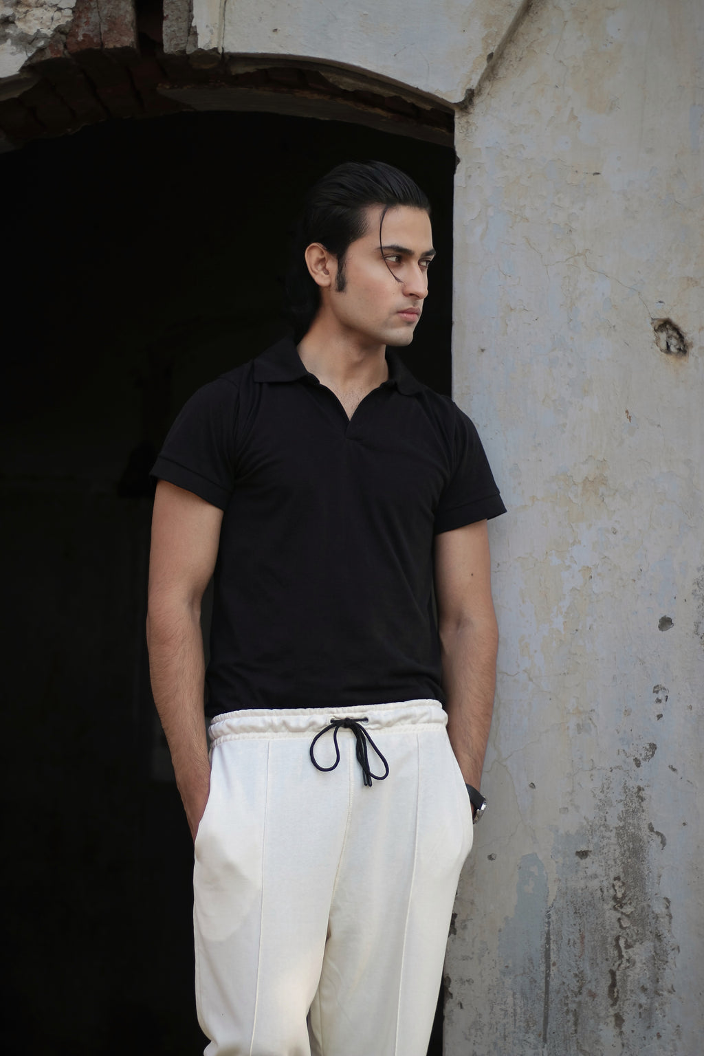 Black Johnny Collar Polo