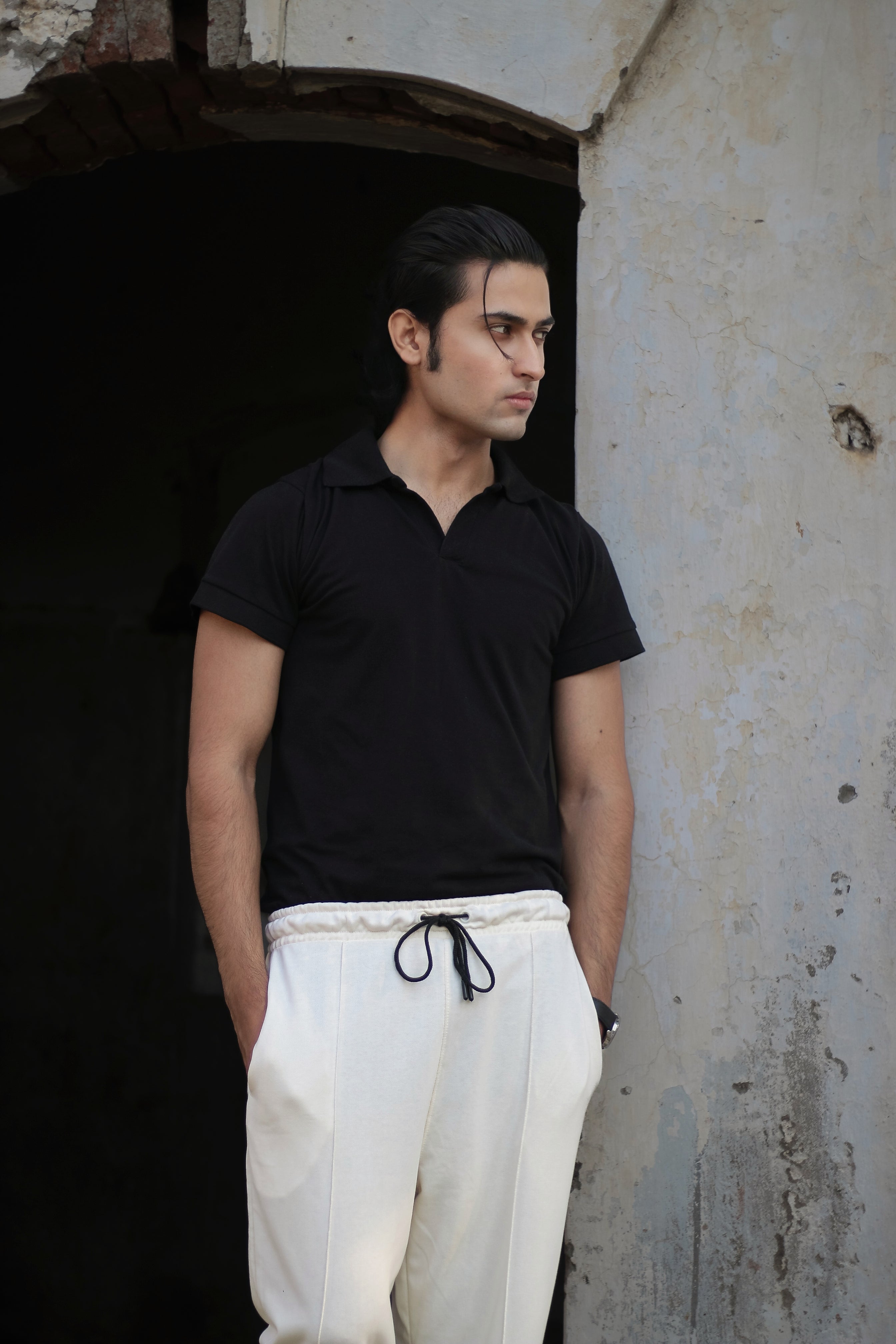 Black Johnny Collar Polo