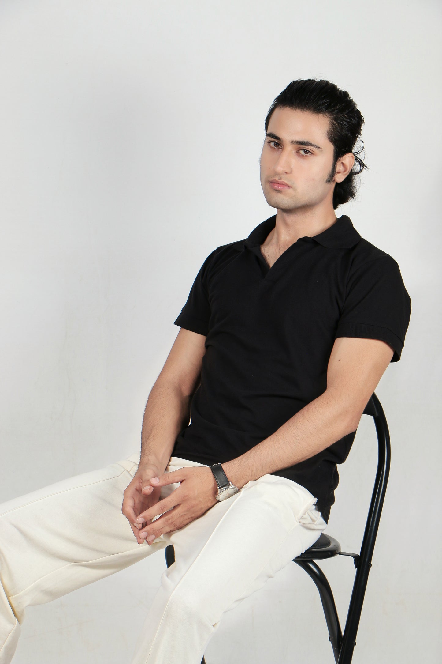 Black Johnny Collar Polo